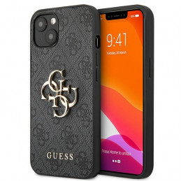 „Guess 4G“ didelis metalinis logotipo dėklas iPhone 13 / 14 / 15 6.1" – pilkas