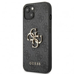 „Guess 4G“ didelis metalinis logotipo dėklas iPhone 13 / 14 / 15 6.1" – pilkas