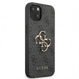 „Guess 4G“ didelis metalinis logotipo dėklas iPhone 13 / 14 / 15 6.1" – pilkas