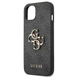 „Guess 4G“ didelis metalinis logotipo dėklas iPhone 13 / 14 / 15 6.1" – pilkas