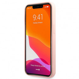 „Guess“ silikoninis 4G logotipo dėklas iPhone 13 Pro Max 6.7" telefonui – rožinis