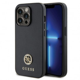„Guess Strass“ metalinis logotipo dėklas iPhone 14 Pro Max 6.7" telefonui – juodas