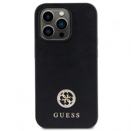 „Guess Strass“ metalinis logotipo dėklas iPhone 14 Pro Max 6.7" telefonui – juodas