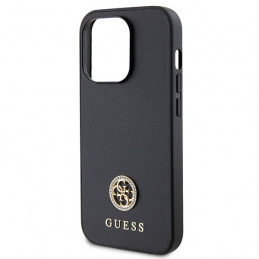 „Guess Strass“ metalinis logotipo dėklas iPhone 14 Pro Max 6.7" telefonui – juodas