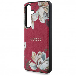 „Guess“ grūdėto rašto gėlių rašto „MagSafe“ dėklas, skirtas „Samsung Galaxy S25“, fuksijos spalvos.