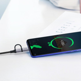 Ugreen kabelis 2in1 USB – mikro USB / USB Type C 1m 2.4A juodas (30875)