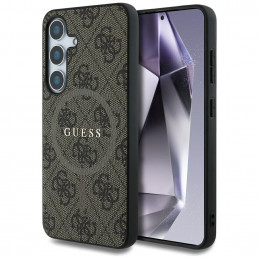 „Guess“ odinis 4G spalvotas žiedas su klasikiniu logotipu, „MagSafe“ dėklas „Samsung Galaxy S25 Plus“, rudas