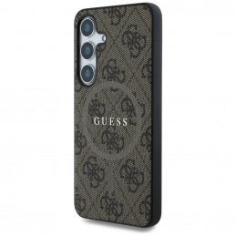 „Guess“ odinis 4G spalvotas žiedas su klasikiniu logotipu, „MagSafe“ dėklas „Samsung Galaxy S25 Plus“, rudas