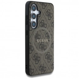 „Guess“ odinis 4G spalvotas žiedas su klasikiniu logotipu, „MagSafe“ dėklas „Samsung Galaxy S25 Plus“, rudas