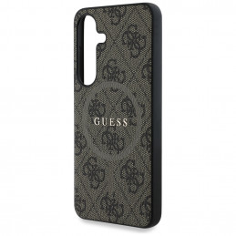 „Guess“ odinis 4G spalvotas žiedas su klasikiniu logotipu, „MagSafe“ dėklas „Samsung Galaxy S25 Plus“, rudas
