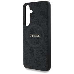„Guess“ odinis 4G spalvotas žiedas su klasikiniu logotipu, „MagSafe“ dėklas „Samsung Galaxy S25 Plus“, juodas