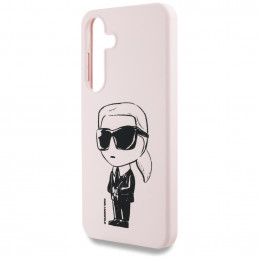 Karl Lagerfeld silikoninis grafiti Ikonik spausdintas logotipas MagSafe Samsung Galaxy S25 dėklas rožinis