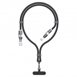Dudao L20MAX 4-in-1 laidas / virvelė USB-A / USB-C / Lightning PD QC 65W 1.5m - juodas