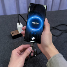 Dudao L20MAX 4-in-1 laidas / virvelė USB-A / USB-C / Lightning PD QC 65W 1.5m - juodas