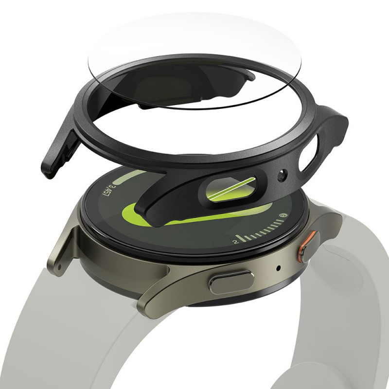 „Ringke“ plonas grūdinto stiklo dėklas + stiklo komplektas, skirtas „Samsung Galaxy Watch 7“ 44 mm – juodas