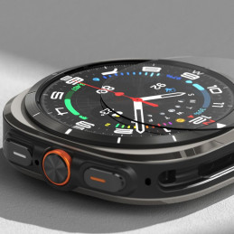 „Ringke“ plonas grūdinto stiklo dėklas + stiklo komplektas, skirtas „Samsung Galaxy Watch Ultra 47 mm“ – juodas