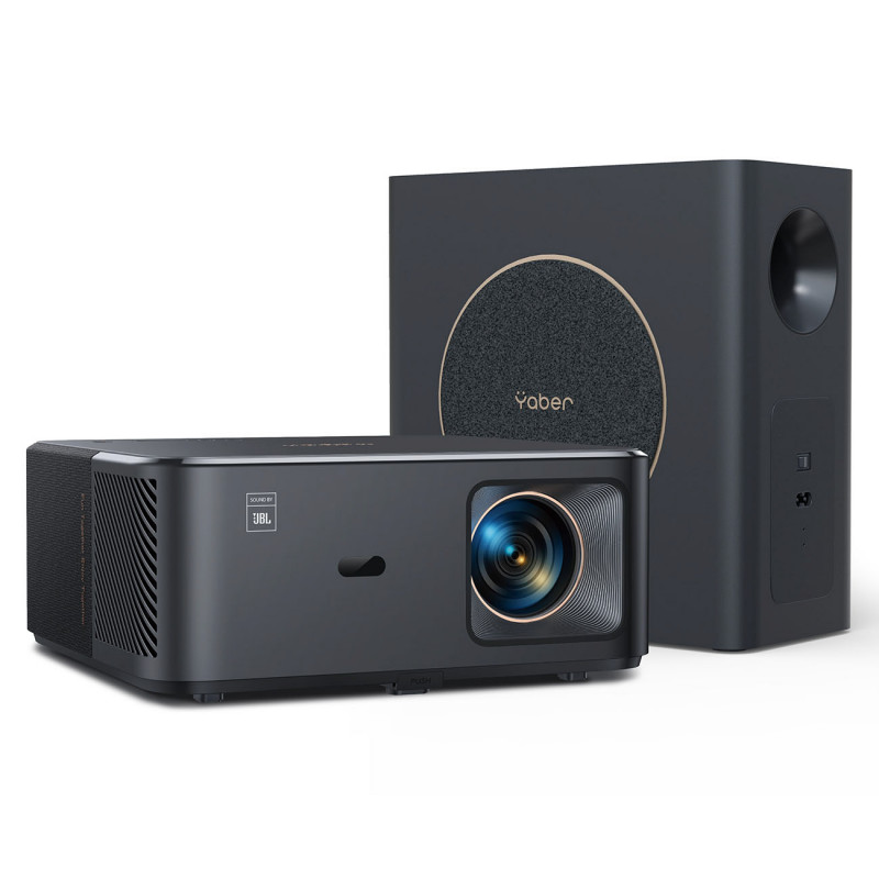 „Yaber K2s Pro LCD FullHD 1080p“ multimedijos projektorius su JBL garsiakalbiais ir žemųjų dažnių garsiakalbiu – juodas