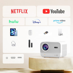 „Yaber L2s“ LCD „FullHD 1080p“ multimedijos projektorius su „JBL“ garsiakalbiais – baltas