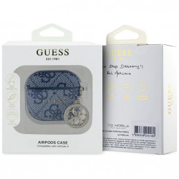 „Guess 4G Strass Charm“ dėklas, skirtas „AirPods 4“ ausinėms – mėlynas