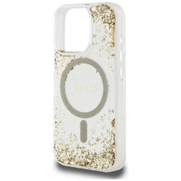 „Guess“ HC dervos dugnu blizgantis „MagSafe“ dėklas, skirtas „iPhone 16 Pro“ – auksinis