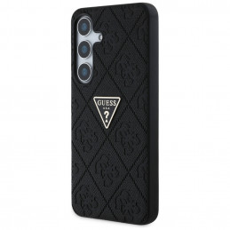 „Guess Hot Stamp 4G“ metalinis trikampio formos logotipo dėklas, skirtas „Samsung Galaxy S25“ - juodas