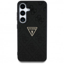 „Guess Hot Stamp 4G“ metalinis trikampio formos logotipo dėklas, skirtas „Samsung Galaxy S25“ - juodas