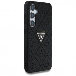 „Guess Hot Stamp 4G“ metalinis trikampio formos logotipo dėklas, skirtas „Samsung Galaxy S25“ - juodas