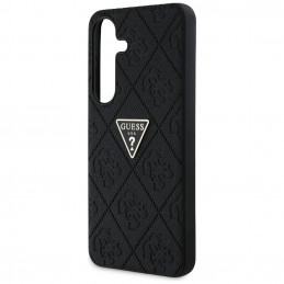 „Guess Hot Stamp 4G“ metalinis trikampio formos logotipo dėklas, skirtas „Samsung Galaxy S25“ - juodas