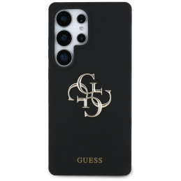 „Guess“ silikoninis dėklas su dideliu 4G logotipu apačioje, skirtas „Samsung Galaxy S25 Ultra“ - juodas