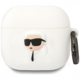 Karl Lagerfeld 3D silikoninis NFT dėklas, skirtas AirPods 4 ausinėms – baltas