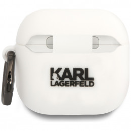 Karl Lagerfeld 3D silikoninis NFT dėklas, skirtas AirPods 4 ausinėms – baltas