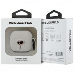 Karl Lagerfeld 3D silikoninis NFT dėklas, skirtas AirPods 4 ausinėms – baltas