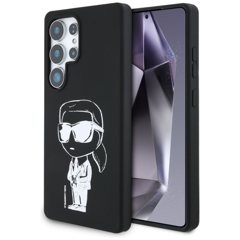 Karl Lagerfeld silikoninis grafiti „Ikonik“ spausdinto logotipo „MagSafe“ dėklas, skirtas „Samsung Galaxy S25 Ultra“ – j...
