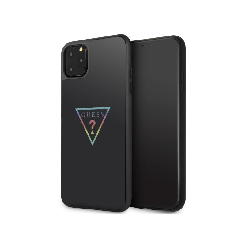 „Guess“ trikampio blizgučių dėklas, skirtas „iPhone 11 Pro Max“ – juodas