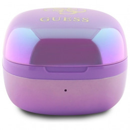 „Guess 4G“ „Bluetooth TWS“ ausinės su spausdintu logotipu ir įkrovimo stotele – violetinės