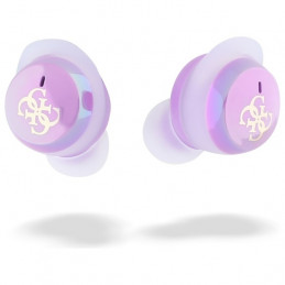 „Guess 4G“ „Bluetooth TWS“ ausinės su spausdintu logotipu ir įkrovimo stotele – violetinės