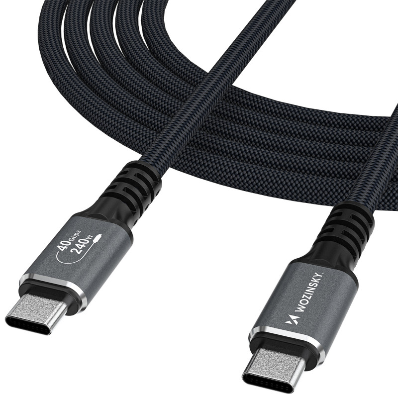 Wozinsky WPS-UY41S USB-C Thunderbolt 4 kabelis 240W 1m 4K - juodas