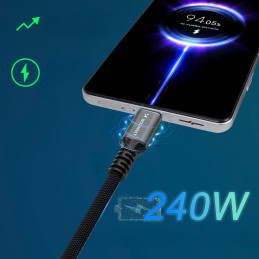 Wozinsky WPS-UY415S USB-C Thunderbolt 4 kabelis 240W 1.5m 4K - juodas