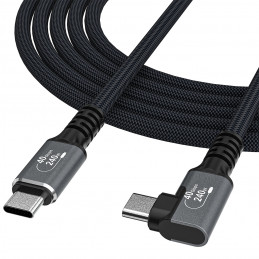 Wozinsky WPS1-UY41S USB-C Thunderbolt 4 240W kampinis kabelis 1,5 m 4K - juodas