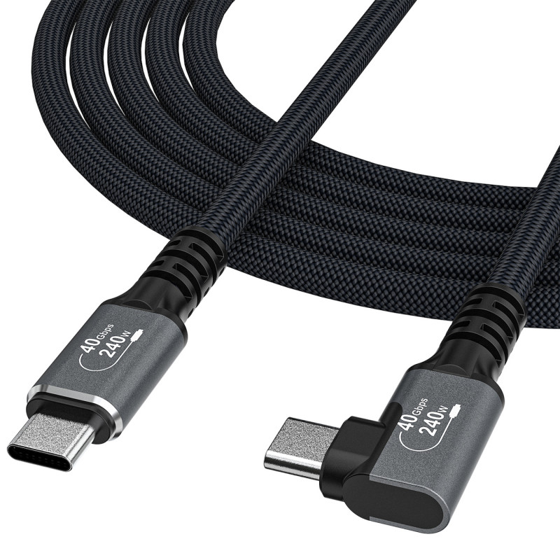 „Wozinsky WPS3-UY41S“ USB-C „Thunderbolt 4“ 240 W 1 m 4K kampinis kabelis – juodas