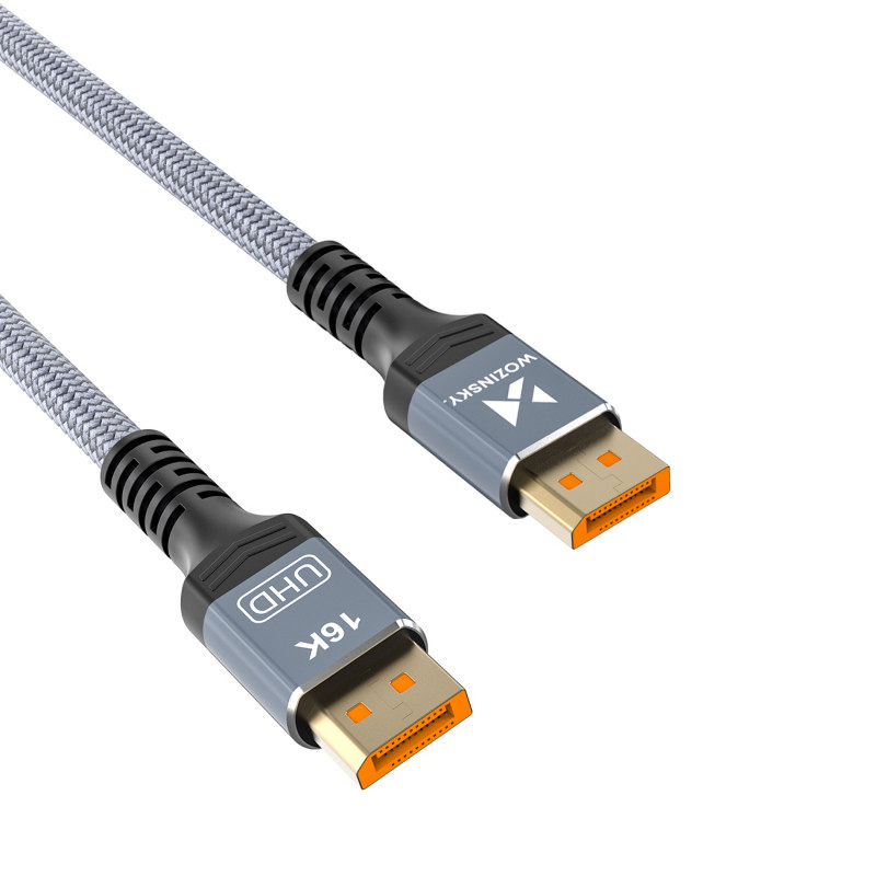 „Wozinsky WPS-16AYL1S DisplayPort 2.1“ kabelis, sertifikuotas VESA, 80 Gb/ s, 16K@60Hz, 8K@120Hz, 4K@240Hz, HDR HDCP DSC...