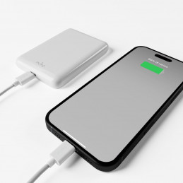 „Puro Power Mag“ išorinė baterija, 5000 mAh, 20 W, su maitinimo šaltiniu, USB-C, balta