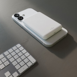 „Puro Power Mag“ išorinė baterija, 5000 mAh, 20 W, su maitinimo šaltiniu, USB-C, balta
