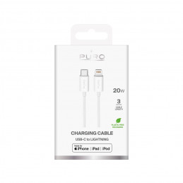 „Puro TPE 20W USB-C“ – „Lightning“ laidas, 3 m, baltas