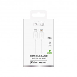 „Puro TPE 20W USB-C“ – „Lightning“ laidas, 2 m, baltas
