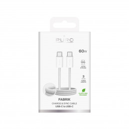 „Puro Fabrik 4“ 240 W pintas USB-C laidas – USB-C 1 m – baltas