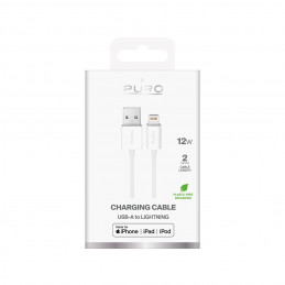 „Puro TPE 12W USB-A“ – „Lightning“ laidas, 2 m, baltas