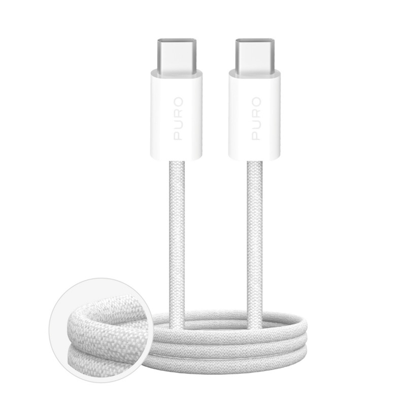 „Puro Fabrik 4“ 100 W pintas USB-C laidas – USB-C 2 m – baltas