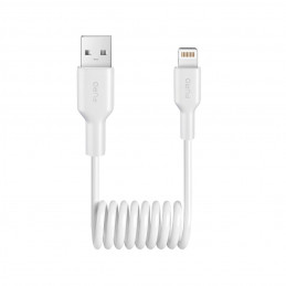 „Puro“ 12 W USB-A - „Lightning“ spiralinis kabelis, 1 m, baltas