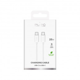 „Puro TPE“ 25 W USB-C – USB-C 3 m laidas – baltas
